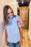 50% Off!!! Gingham Floral Embroidered Top! (XL)