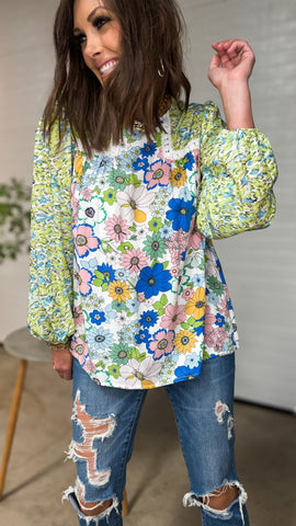 The Julian Floral Top! (Long Sleeve) (S, XL)