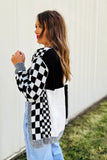 The Harvest Check Cardigan in B+W!