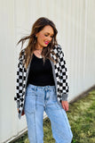The Harvest Check Cardigan in B+W!