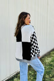 The Harvest Check Cardigan in B+W!