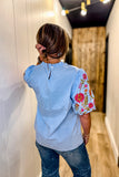 50% Off!!! Gingham Floral Embroidered Top! (XL)