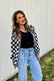 The Harvest Check Cardigan in B+W!