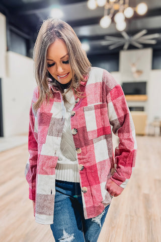 NEW Our FAVORITE Plaid Shacket... NOW IN PINK!