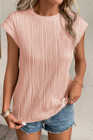 NEW The Monticello Wavy-Textured Top! (Crystal Pink)