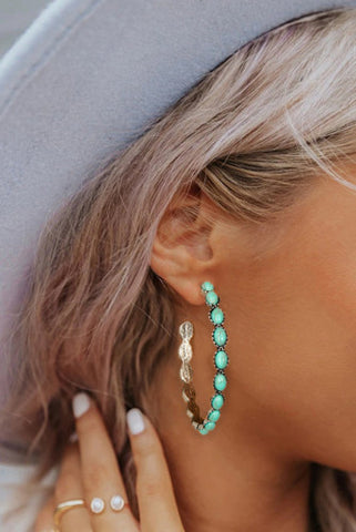 NEW The Big Sky Turquoise/Silver Hoops!
