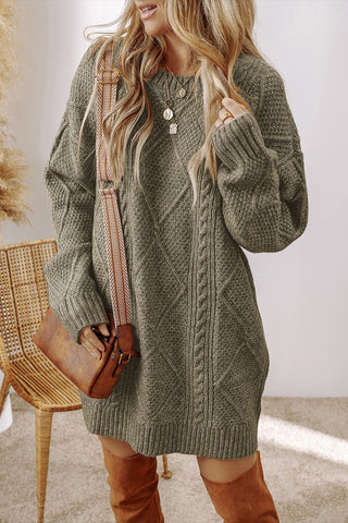 ‘Sipping Cider’ Cable Knit Tunic/Dress (Olive)!