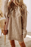 ‘Sipping Cider’ Cable Knit Tunic/Dress (Caramel)
