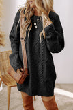 ‘Sipping Cider’ Cable Knit Tunic/Dress (Black)!