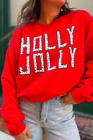 ‘Holly Jolly’ Red & Cheetah Print Sweatshirt!