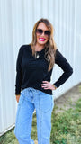 The Sleek Statement Top in Black (Long Sleeve)!