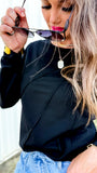 The Sleek Statement Top in Black (Long Sleeve)!