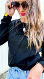 The Sleek Statement Top in Black (Long Sleeve)!
