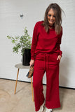 'The Beckham' Textured 2-Piece Set in Red! (Long Sleeve)