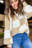 The Hollis Checked Top (Khaki)! (M, 2X)