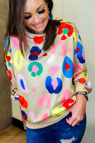 The Malibu Colorful Leopard Sweatshirt!