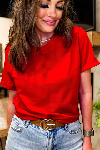 The Everyday Essential Relaxed Tee in Red!
