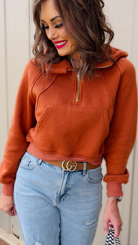 NEW Gianna Cropped Pullover in Rust!