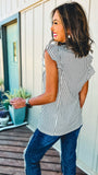 50% Off!!! The Kaprise Top (Vertical B+W Stripes!) (Small, XL)