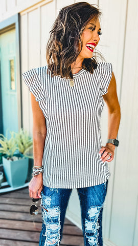 50% Off!!! The Kaprise Top (Vertical B+W Stripes!) (Small, XL)