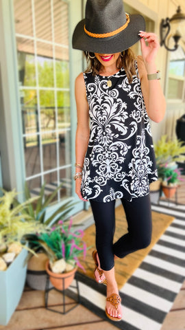 50% Off!!! Classic Damask Sleeveless Top! (3X)