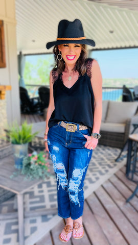 50% Off!!! Runway-Ready Black Lace Top! (2X)