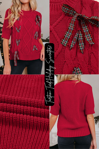 Tartan-Tied Holiday Sweater!