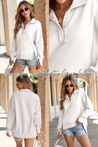 The Callan Sweatshirt in Crisp White!
