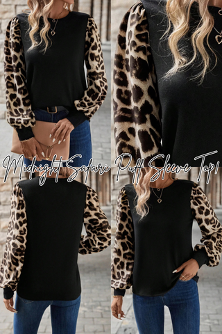Midnight Safari Puff Sleeve Top!
