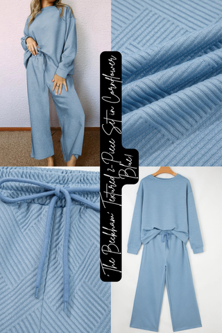 'The Beckham' Textured 2-Piece Set in Cornflower Blue!