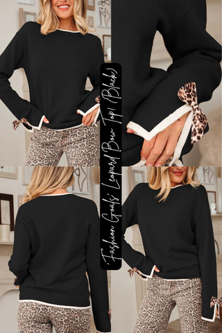 ‘Fashion Goals’ Leopard Bow Top! (Black)