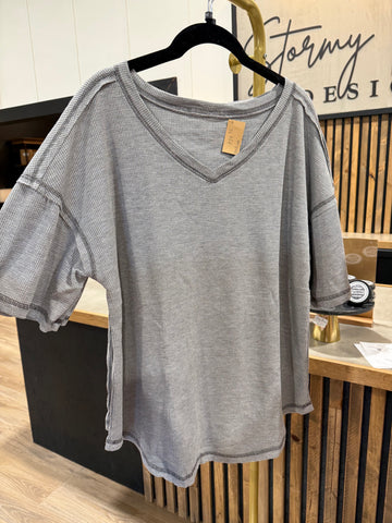 The Waffle Waves Top in Gray! (In stock!)
