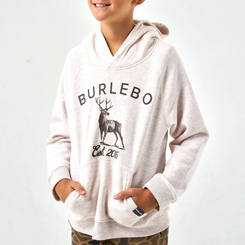 Youth Athletic Hoodie - Whitetail Deer - Heather Oatmeal