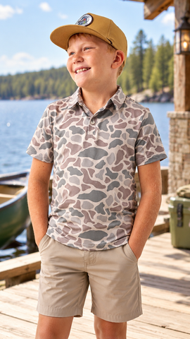 Youth Performance Polo - Classic Deer Camo