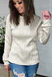 NEW Monticello LONG SLEEVE Textured Top! (Almond)