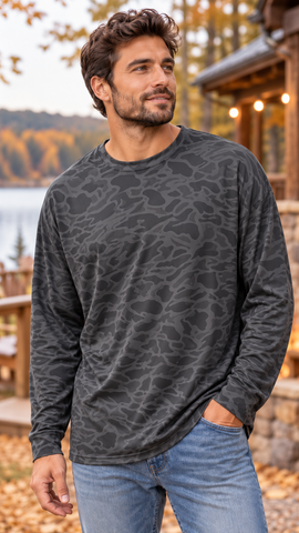 Long Sleeve Go To Tee - Black Camo