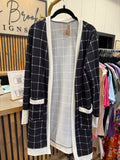 The Windowpane Contrast Cardigan! (In stock!)