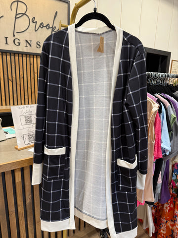 The Windowpane Contrast Cardigan! (In stock!)