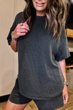 The Willow Ribbed Shorts Set in Charcoal!