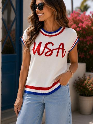 USA Embroidered Top!