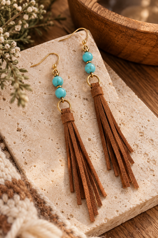 The 'Out West' Turquoise + Leather Earrings!