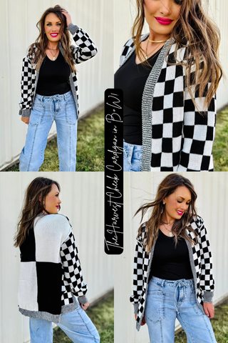 The Harvest Check Cardigan in B+W!