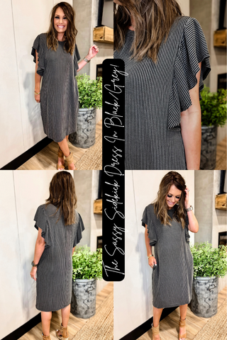 The Sassy Sidekick Dress In Black/Grey!