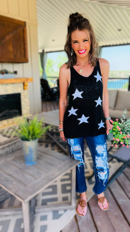 50% Off: Black and White Stars Knit Fashion Tank! (Only $14.98)