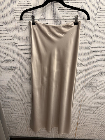 The Champagne Satin Midi Skirt! (In stock!)