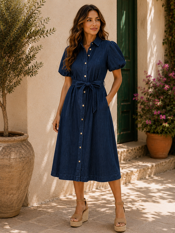The Classic Charm Denim Dress!