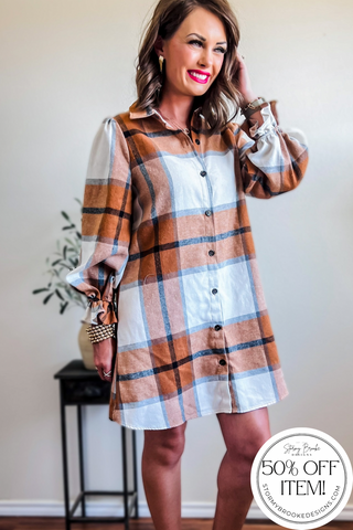 50% Off!! ‘Falling for You’ Plaid Dress/Top!