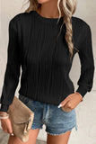 NEW The Monticello LONG SLEEVE Wavy-Textured Top! (Black)