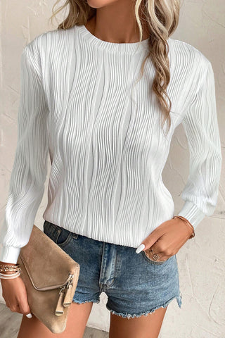 NEW Monticello LONG SLEEVE Textured Top! (White)