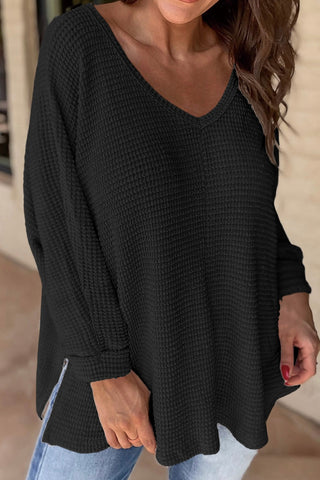 NEW Olivia Slouchy Waffle Top (Black)!